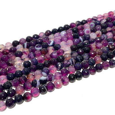 6 mm. Perles naturelle à facettes, violet. Fil de 60-63 perles