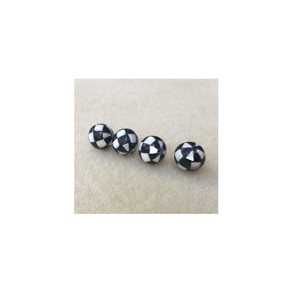 Perles en damier de Nacre, 10 mm