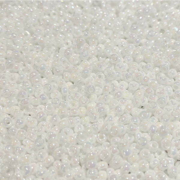 8/0. Perles Miyuki rocailles, blanc neige. 10 grammes.