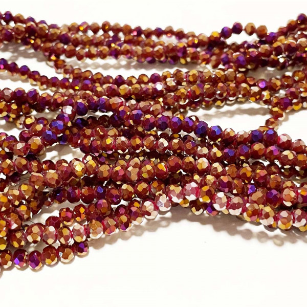4*3 mm. Perles verre facettes violet iris. 123 p.