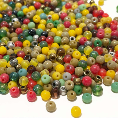 30 g. Mix perles de rocaille 4 mm. Env 350 p