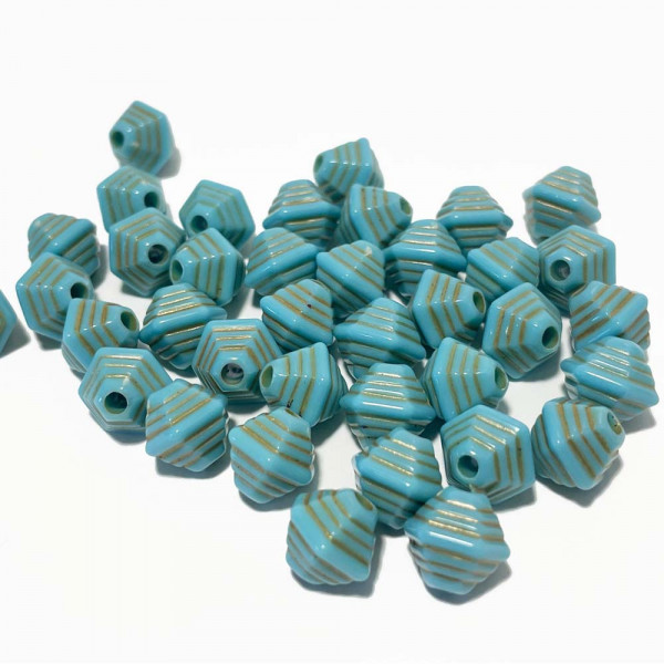 20 perles toupies acrylique. 11*10 mm. Turquoise.
