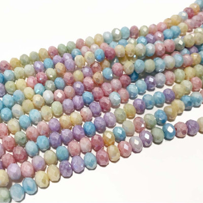8*6 mm. Perles verre facettes multicolore opaque. Env. 66 p