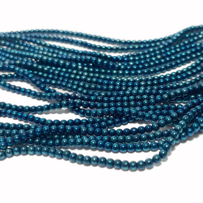 2,5 mm. Perles lisses verre plaqué bleu nuit. Env 177 p.