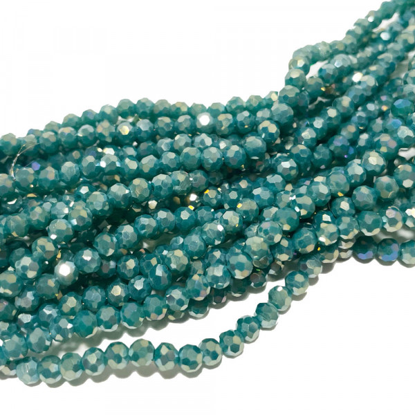 4 mm, perles verre à facettes Vert d'eau AB. Env 90 p.