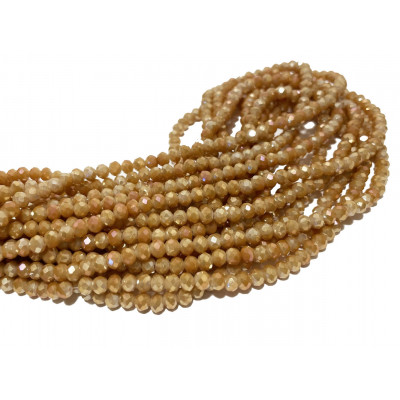 4*3 mm, fil de cristal à facettes, moutarde orangé