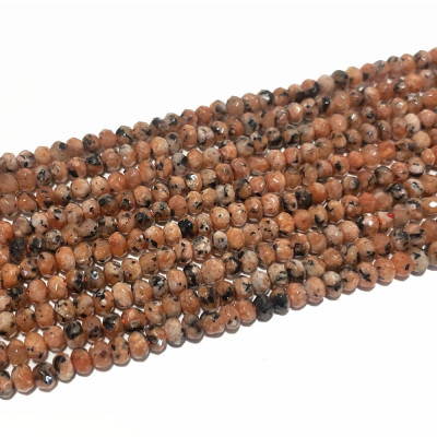 4 mm. Perles jade de Malaisie à facettes. Ocre. Env 115 p