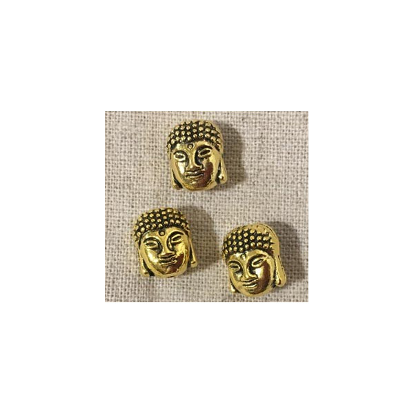 Perle Buddha, métal doré, 1 cm