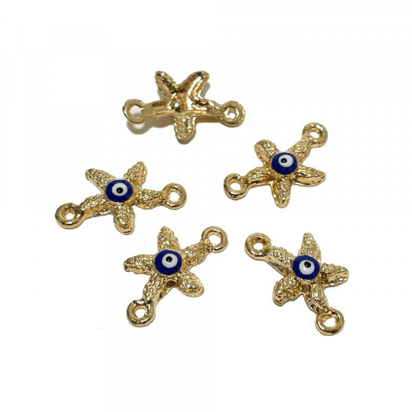 14*21 mm. Connecteur alliage doré, étoile et oeil émail