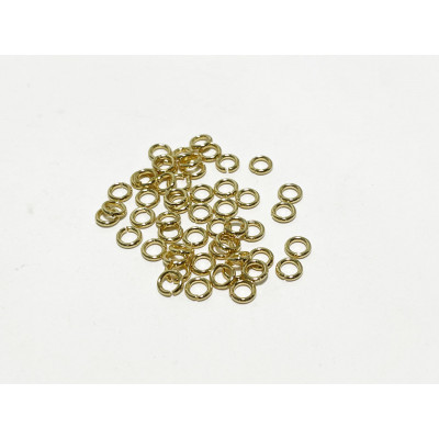 4 mm. 50 anneaux acier inoxydable plaqué or 18 k 4 mm. 50 anneaux acier inoxydable plaqué or 18 k