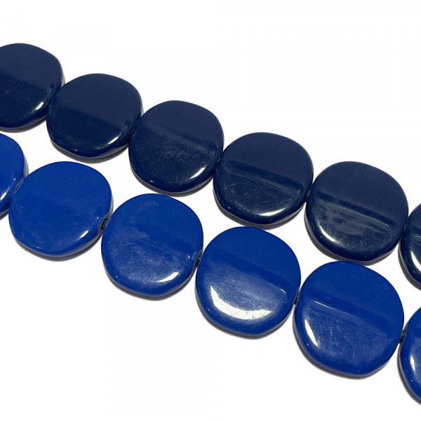 23 mm. Perle palet en résine. Bleu 2 tons