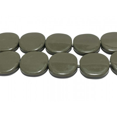 23 mm. Perle palet en résine. Kaki foncé. Perlerie nice, tout pour faire des bijoux