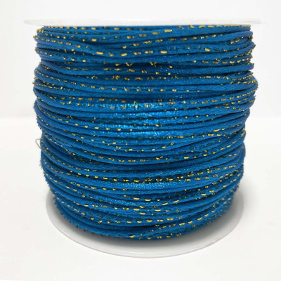 1,5 mm. 1 m cordon queue de rat bleu filet or. Perlerie en ligne 1,5 mm. 1 m cordon queue de rat bleu filet or. Perlerie en ligne