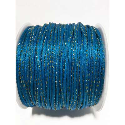 1,5 mm. 1 m cordon queue de rat bleu filet or. cordon pour faire des bijoux 1,5 mm. 1 m cordon queue de rat bleu filet or. cordon pour faire des bijoux