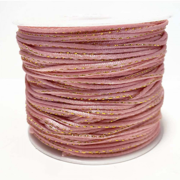 1,5 mm. 1 m cordon queue de rat saumon filet or