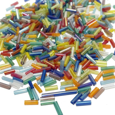 perles tubes en verre multicolore