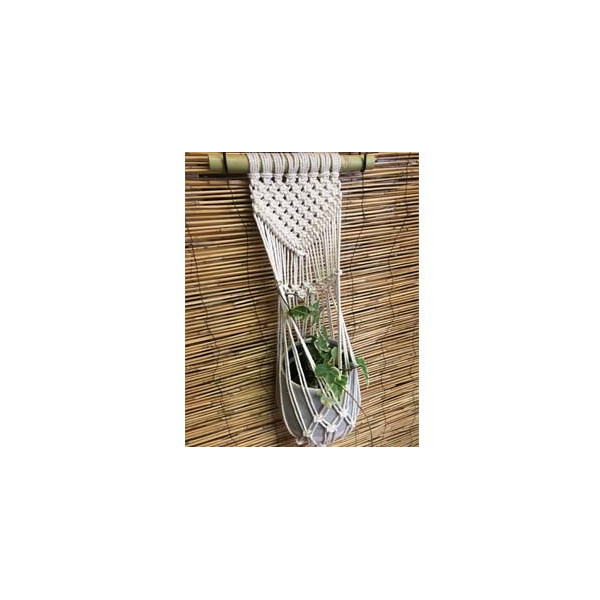 Porte plante mural en macramé, support bambou, 100 cm