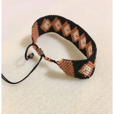 Bracelet manchette en miyuki delica, réglable, 1,8 cm.