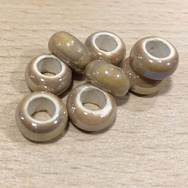10 mm, perle beige, céramique