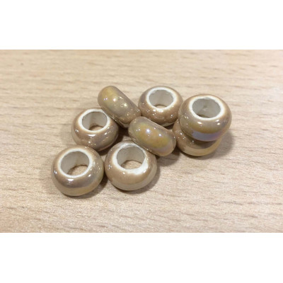 Perles diamètre 1 cm, gris clair, céramique