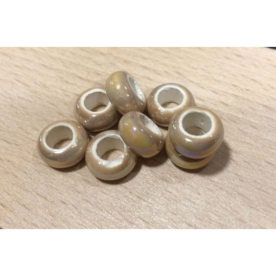 Perles diamètre 1 cm, gris clair, céramique