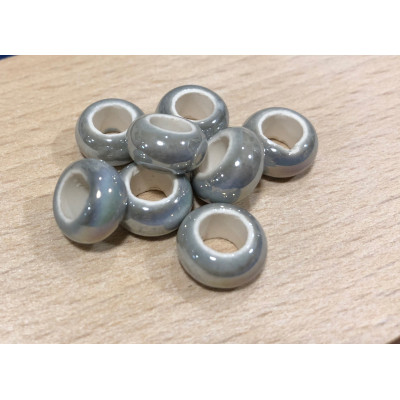 Perles diamètre 1 cm,gris clair, céramique