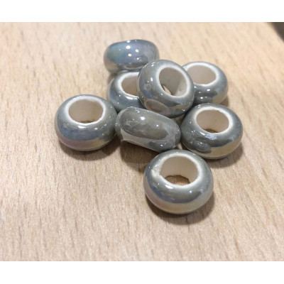 Perles diamètre 1 cm,gris clair, céramique