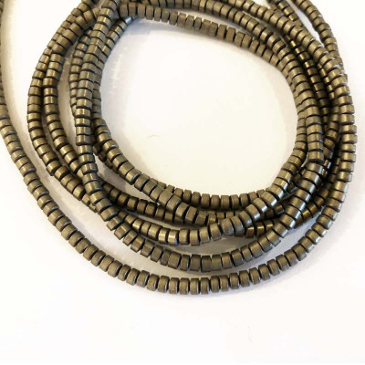 fil, perles hématite palet de 2 mm, bronze mat