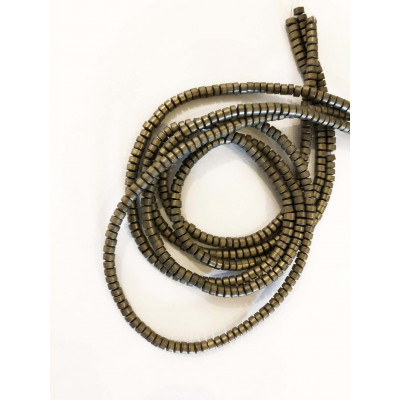 fil, perles hématite palet de 2 mm, bronze mat