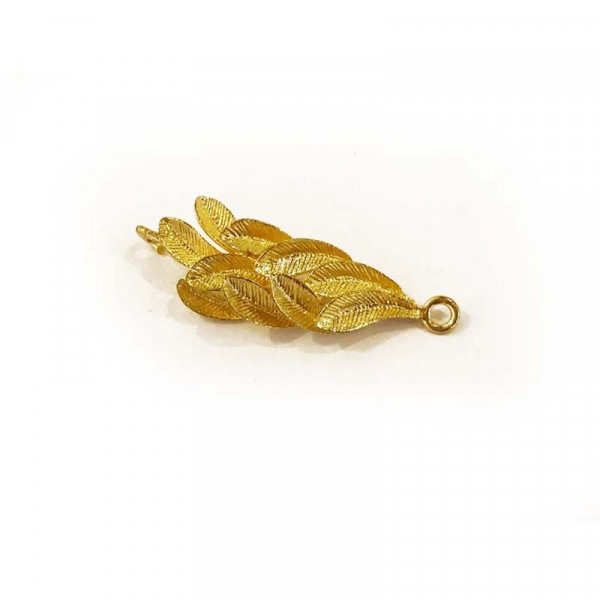 Connecteur feuilles, laiton doré, 3 cm.