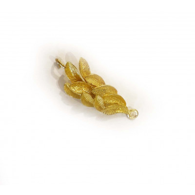 Connecteur feuilles, laiton doré, 3 cm.