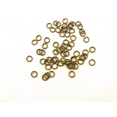 50 anneaux ouverts métal bronze, 5 mm