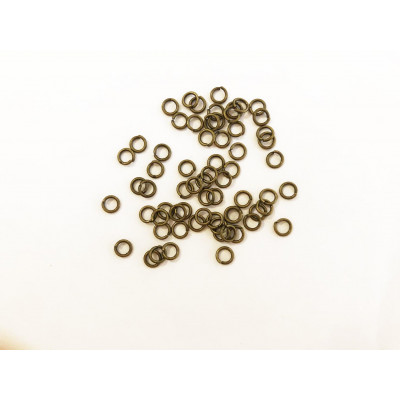 50 anneaux ouverts métal bronze, 5 mm