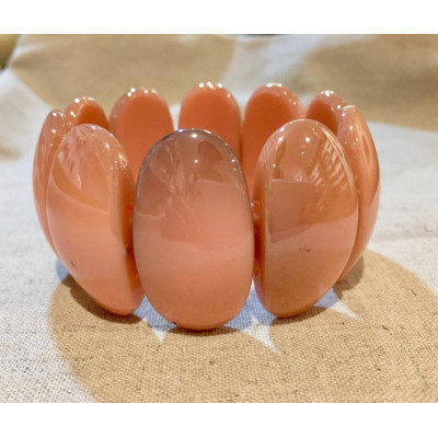 Bracelet elastique perles saumon, pièce unique