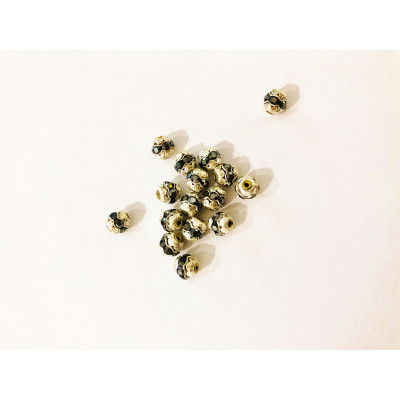 10 perles alliage et strass. 8 mm. Argenté