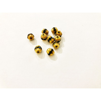10 perles alliage et strass. 8 mm. Doré