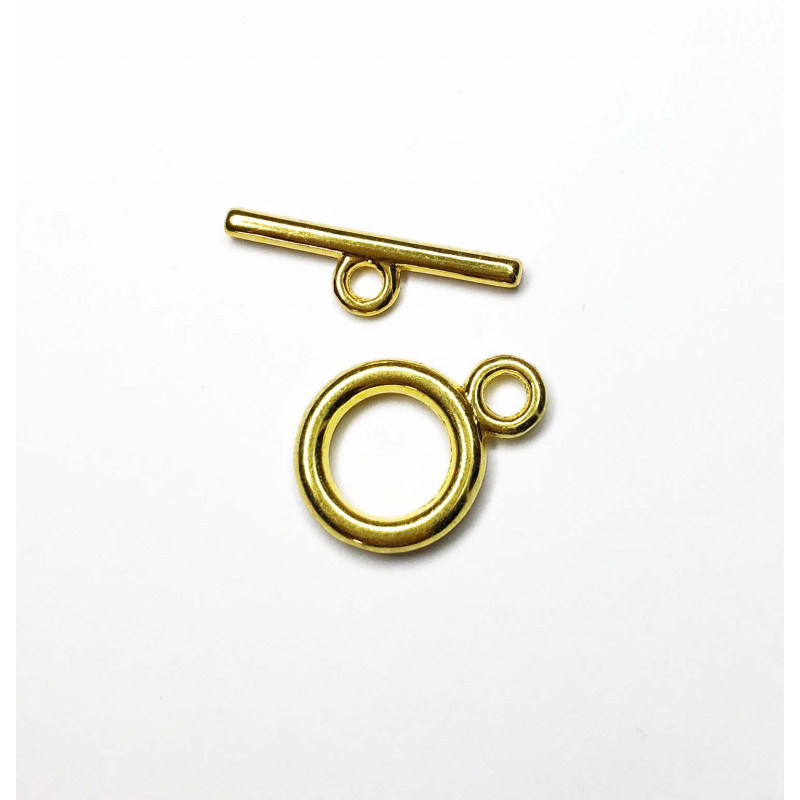 Fermoir en T pour bracelet ou collier 17.5 mm Doré à l'or fin x1 - Perles &  Co
