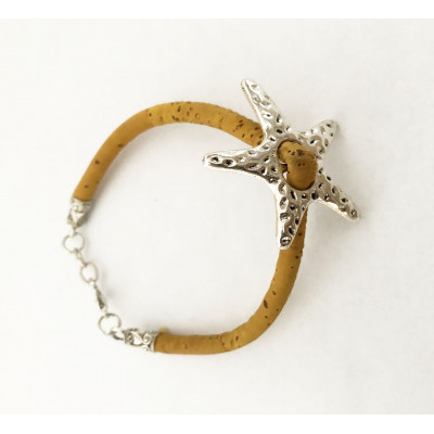 Bracelet Liège et zamac, 19 cm