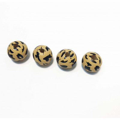 2 perles bois tigrées, 13 mm