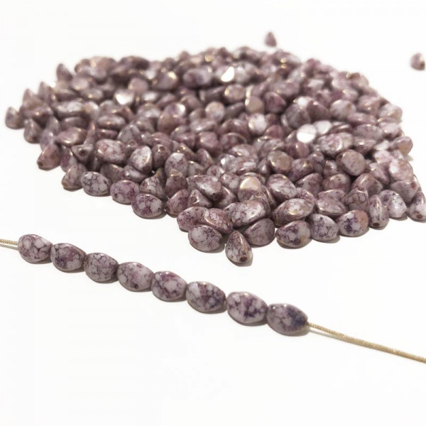 100 perles, albâtre, pinch de 5*3 mm. Marbré violet