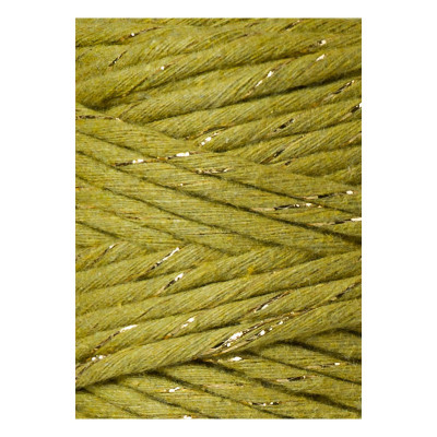 100 m, corde coton 3mm, peigné, Vert amande / doré