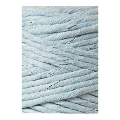 100 m, corde coton 3mm, peigné,Bleu clair - argenté