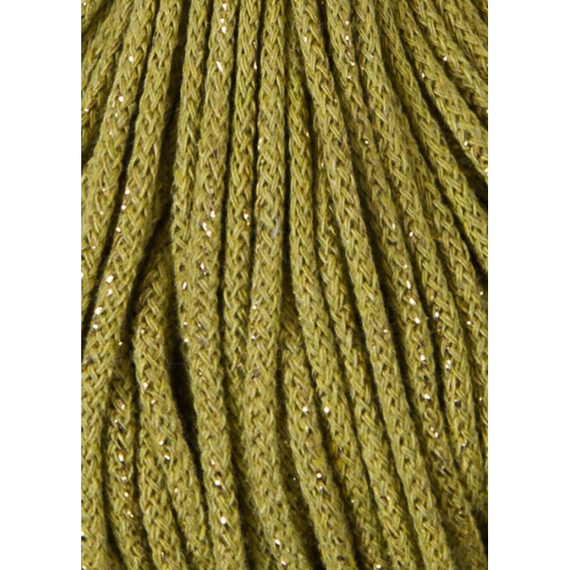 Écheveau de corde cotonc 3 mm, 100 mètres.Vert amande avec filet doré