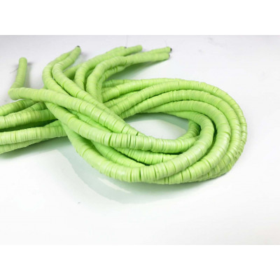 6 mm, heishi polymère, vert pomme, le fil env 43 cm