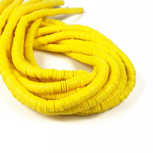 6 mm, heishi polymère, jaune, le fil env. 43 cm