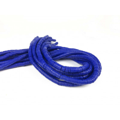 6 mm, heishi polymère, bleu roi, le fil env. 43 cm
