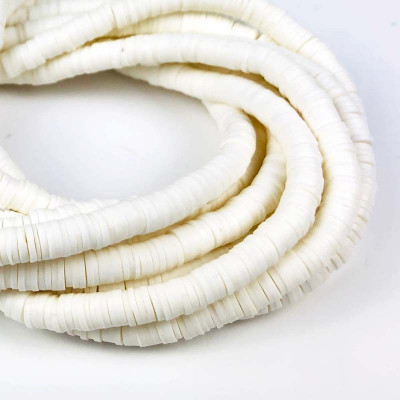 6 mm, heishi polymère, blanc, env. 200 p
