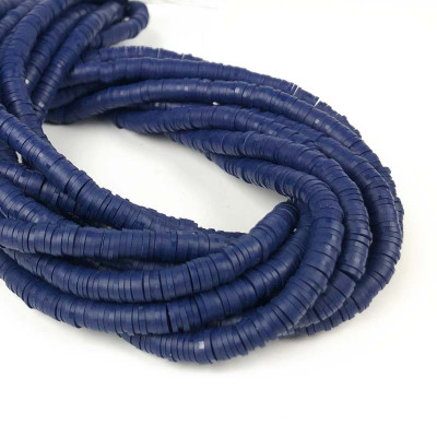 6 mm, heishi polymère, bleu marine, le fil env. 43 cm