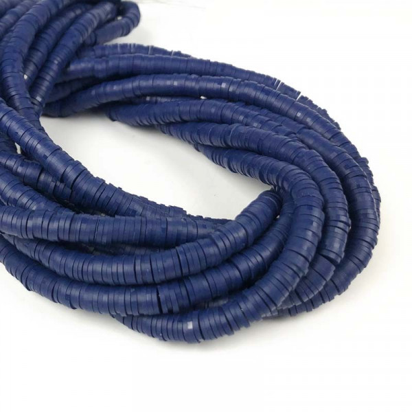 6 mm, perles heishi polymère, bleu marine, le fil env. 43 cm