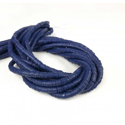 6 mm, heishi polymère, bleu marine, le fil env. 43 cm